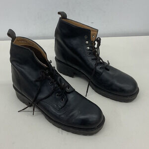 Borelli Marsha Women's Black Leather Combat Boots Size 8.5